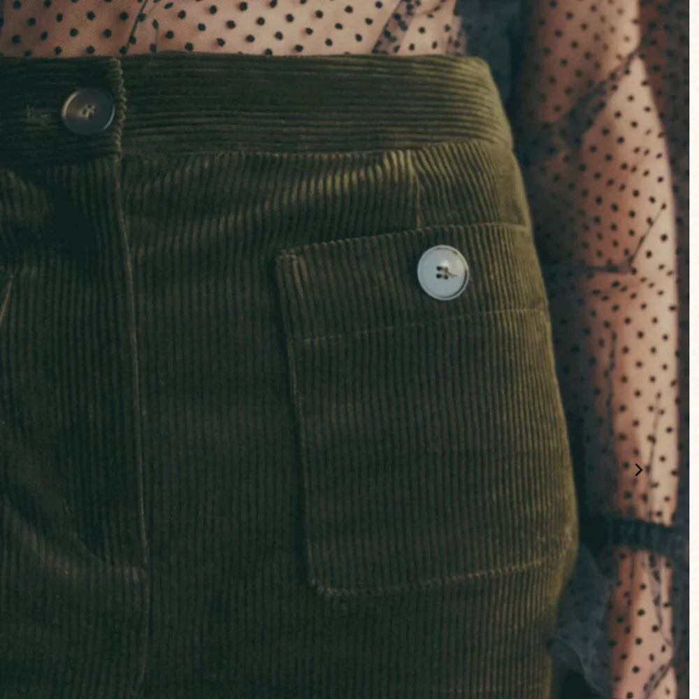 Sezane Dan Trousers Dark Olive - Size 6 - Picture 3 of 11